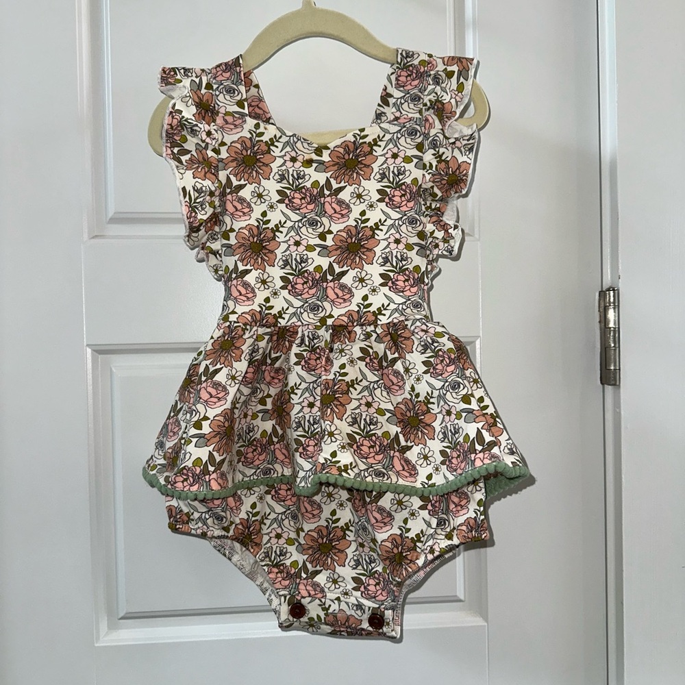 Eliza Grace Clothing Pink and Green Jumpsuit Bloomers with Elastic Waistband